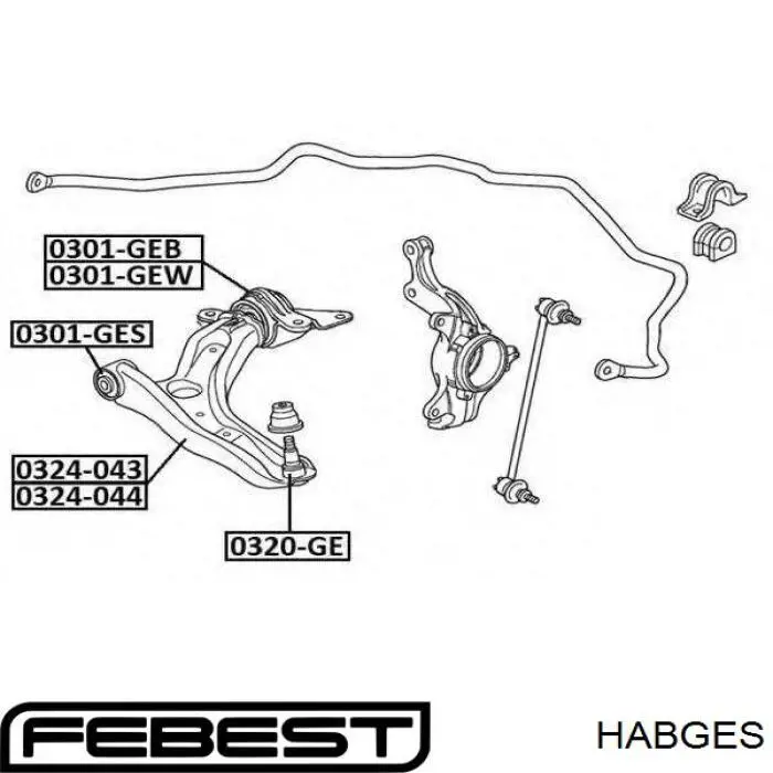 С/блок нижнього важеля Febest HABGES
