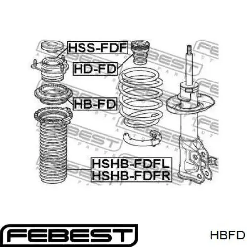 Підшипник опорний амортизатора, переднього HBFD Febest