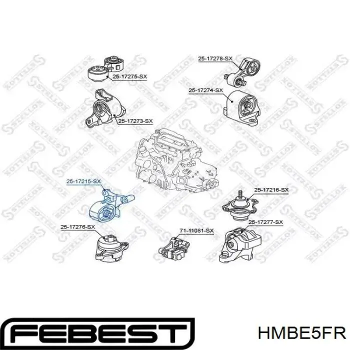 Подушка (опора) двигуна, права HMBE5FR Febest