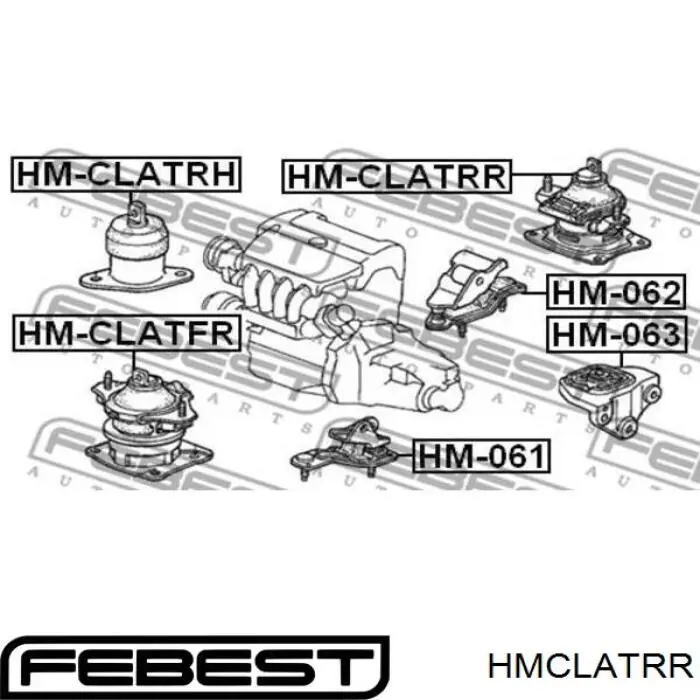 Подушка (опора) двигуна, задня Febest HMCLATRR ціна, від 78.03 USD