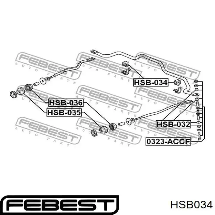HSB034 Febest втулка стабілізатора переднього