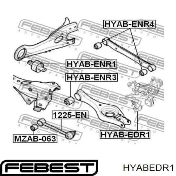 Сайлентблок цапфи задньої Febest HYABEDR1 ціна, від 8.31 USD