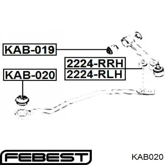 KAB020 Febest сайлентблок розтяжки переднього нижнього важеля