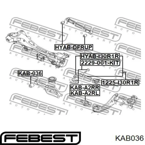 Сайлентблок заднього поперечного важеля, внутрішній KAB036 Febest
