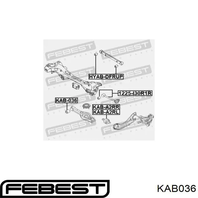 Сайлентблок заднього поперечного важеля, внутрішній Febest KAB036