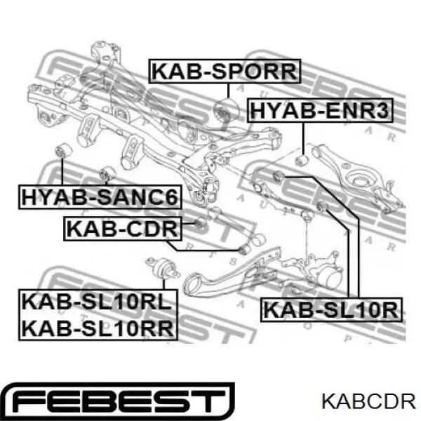 Купити KABCDR Febest Сайлентблок заднього поперечного важеля