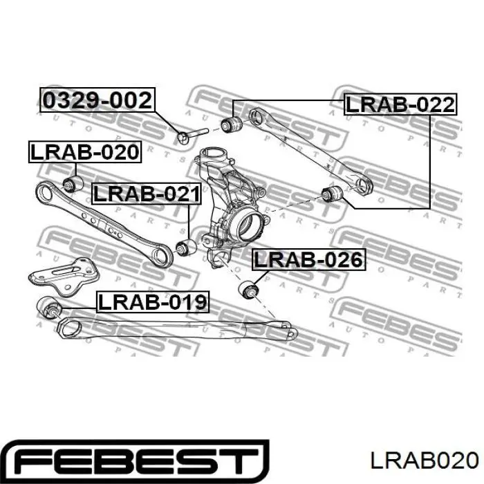 Сайлентблок тяги поперечної, задньої підвіски LRAB020 Febest