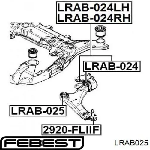 Сайлентблок нижнего переднего рычага  FEBEST LRAB025