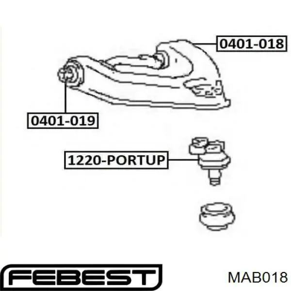 Сайлентблок переднього верхнього важеля Febest MAB018