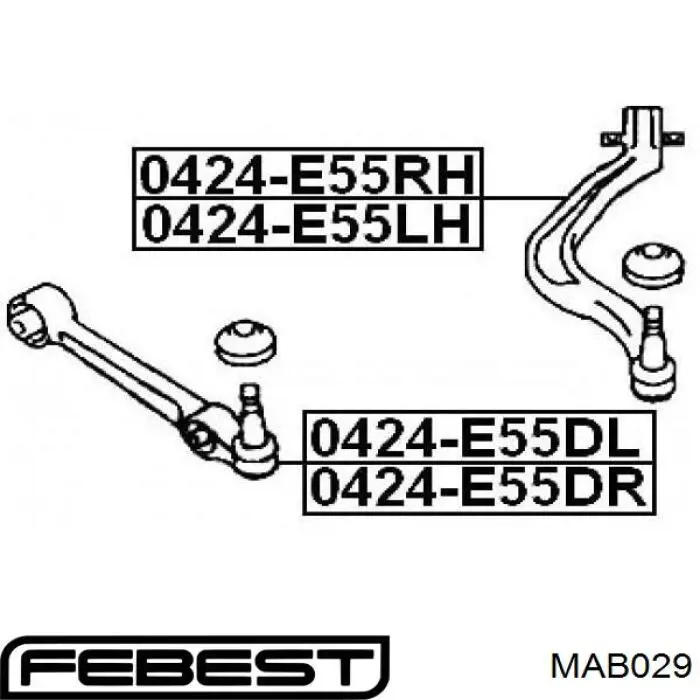 Сайлентблок переднього важеля MAB029 Febest