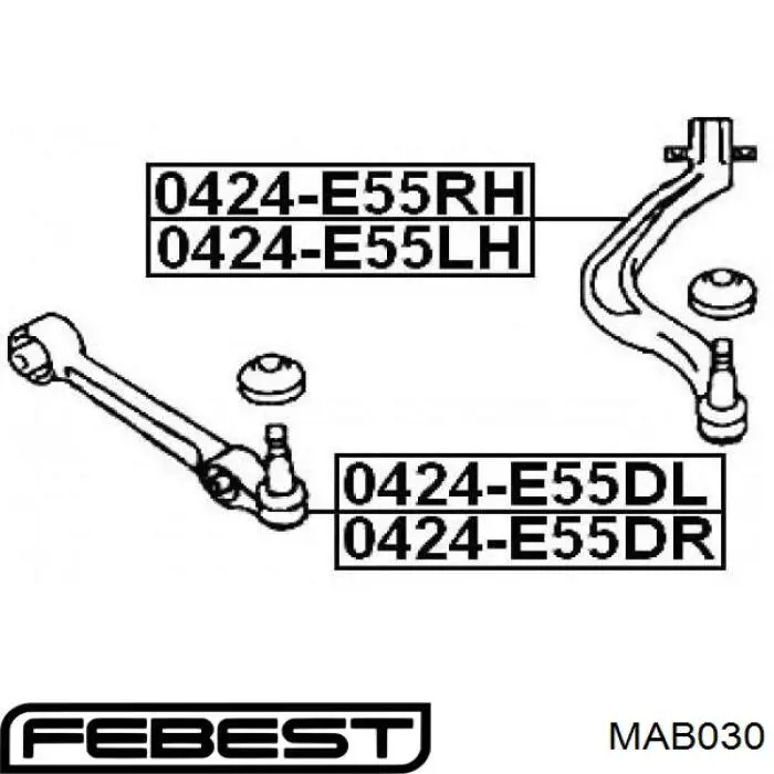Купити MAB030 Febest Сайлентблок передньої підвіски