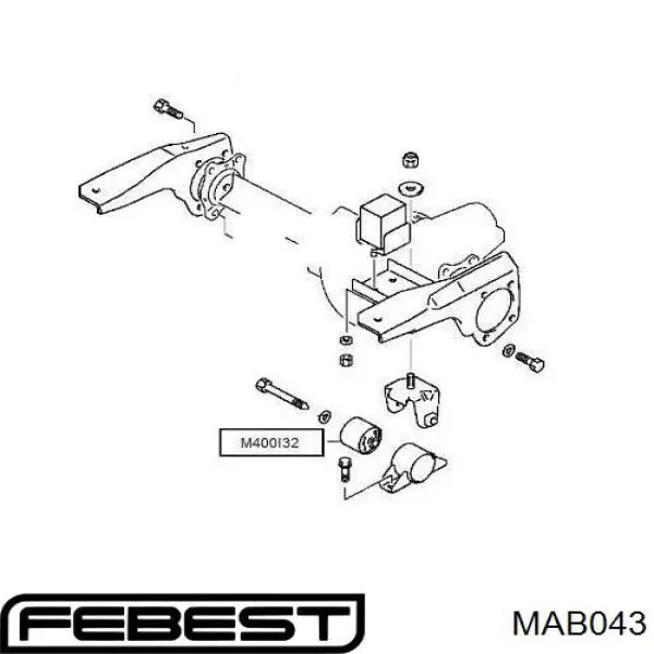 Сайлентблок траверси кріплення переднього редуктора, лівий Febest MAB043