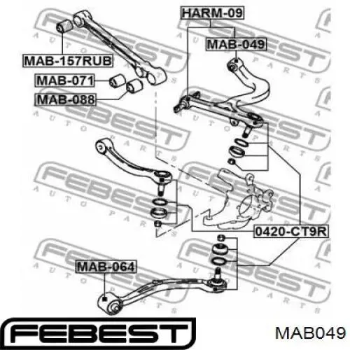 Купити MAB049 Febest Сайлентблок заднього верхнього важеля
