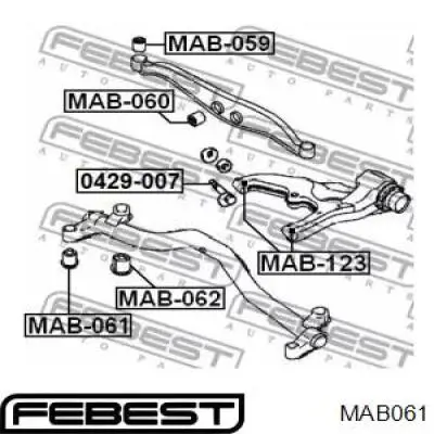 Сайлентблок задньої балки/підрамника Febest MAB061 ціна, від 10.15 USD