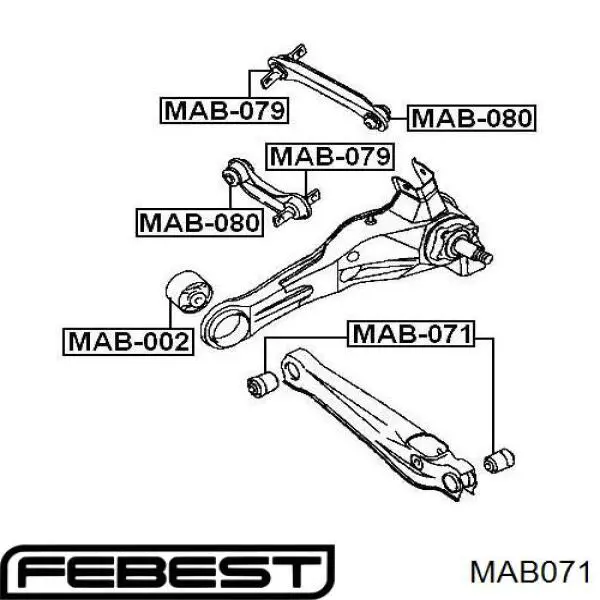 Купити MAB071 Febest Сайлентблок заднього нижнього важеля
