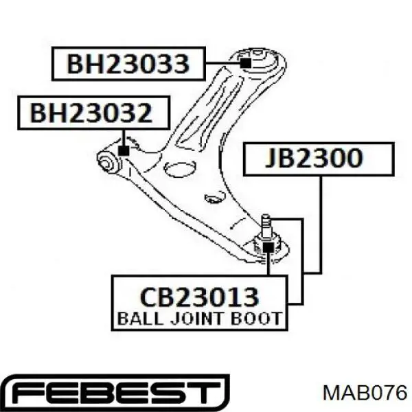 Сайлентблок переднього важеля MAB076 Febest