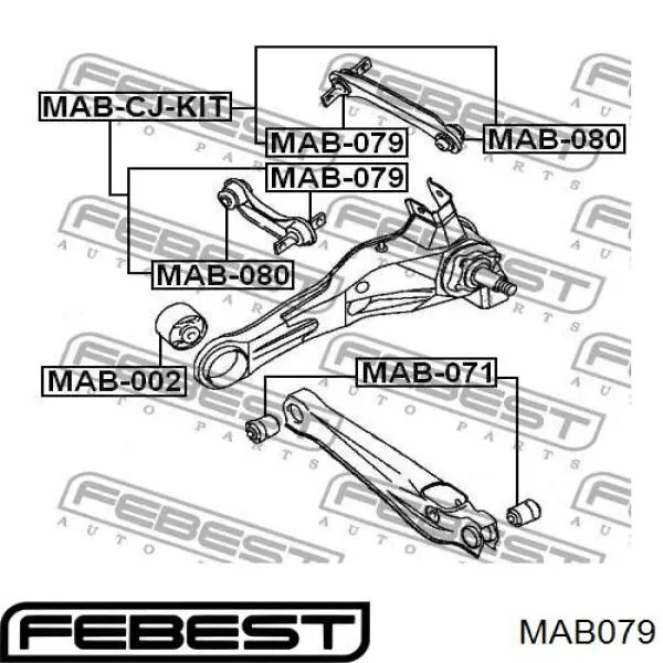 Купити MAB079 Febest Сайлентблок заднього верхнього важеля