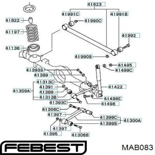 Сайлентблок заднього нижнього важеля MAB083 Febest