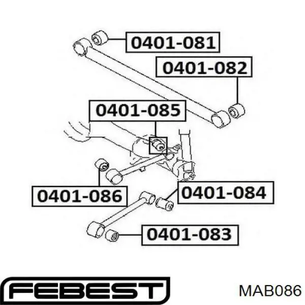 Купити MAB086 Febest Сайлентблок заднього верхнього важеля