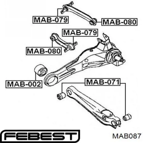 Сайлентблок заднього поперечного важеля, внутрішній MAB087 Febest