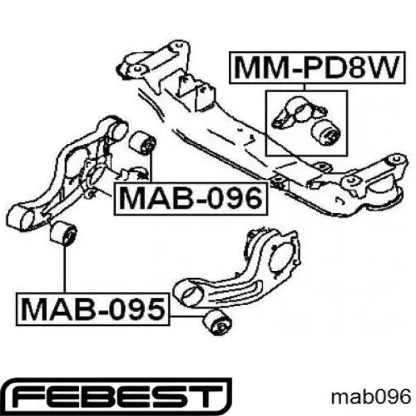 Сайлентблок траверси кріплення переднього редуктора, задній mab096 FEBEST