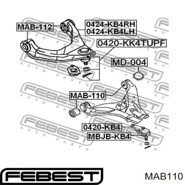 Сайлентблок переднього важеля MAB110 Febest