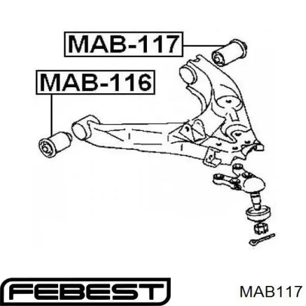Сайлентблок переднього верхнього важеля FEBEST MAB117