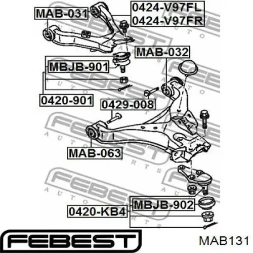 Купити MAB131 Febest Сайлентблок передній балки/підрамника