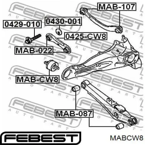 Сайлентблок заднього поздовжнього важеля, передній Febest MABCW8