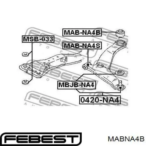Сайлентблок переднього важеля MABNA4B Febest