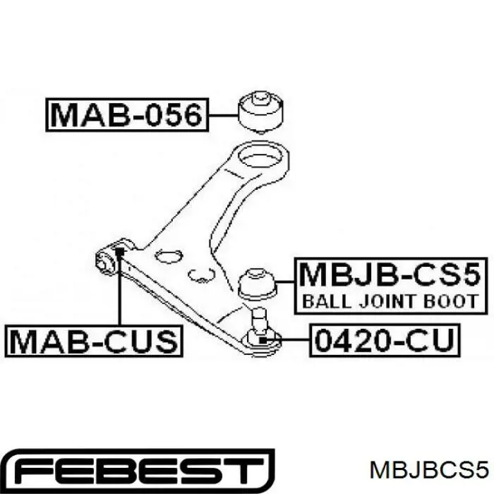 Пильник опори кульової нижній Febest MBJBCS5