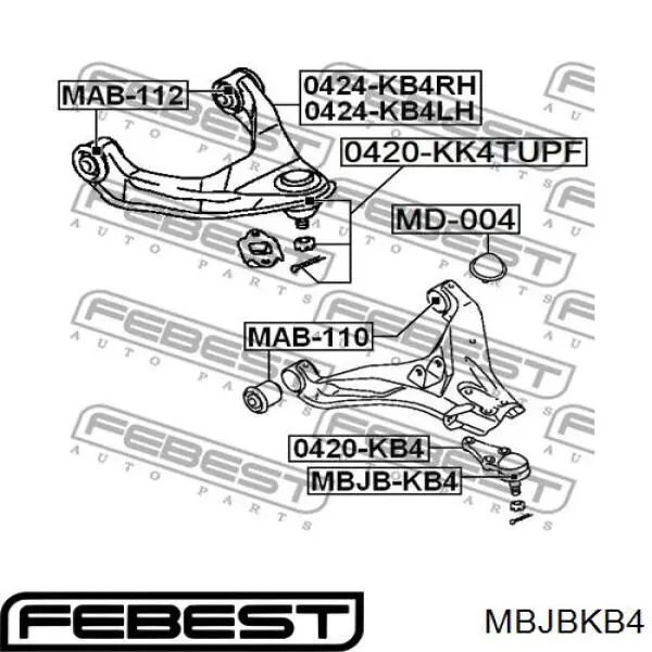 Пильник опори кульової нижній Febest MBJBKB4