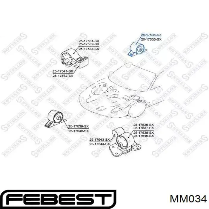 Купити MM034 Febest Задня опора двигуна