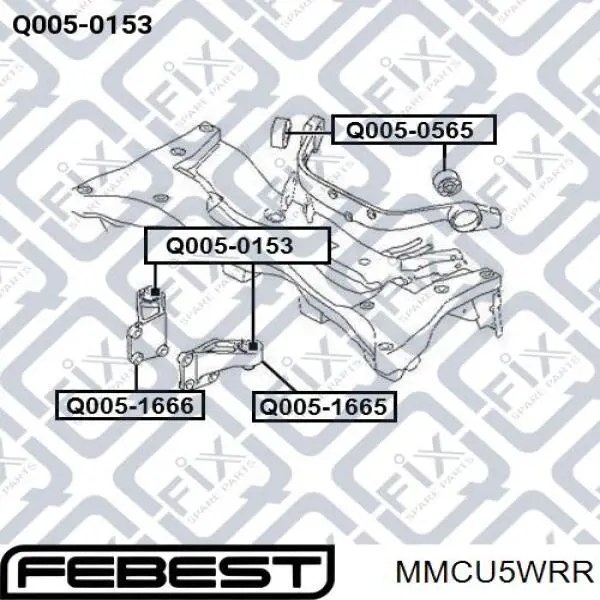 Купити MMCU5WRR Febest Кронштейн/траверса заднього редуктора, права