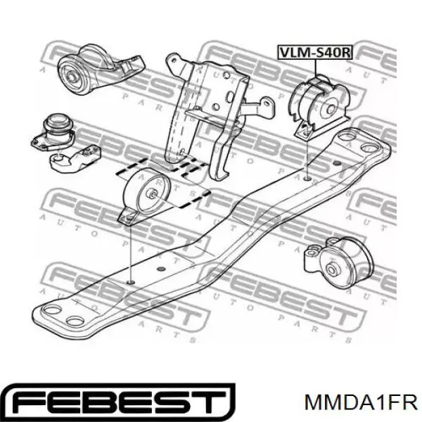 Подушка (опора) двигуна, передня Febest MMDA1FR ціна, від 32.78 USD