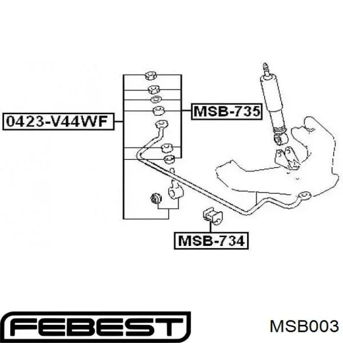 Втулка стійки переднього стабілізатора Febest MSB003