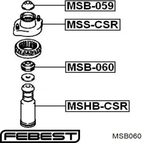 MSB060 Febest втулка амортизатора заднього