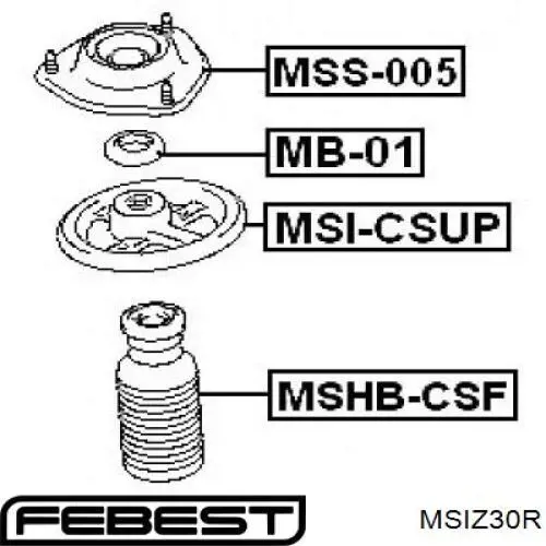 Проставка (гумове кільце) пружини задньої, нижня Febest MSIZ30R