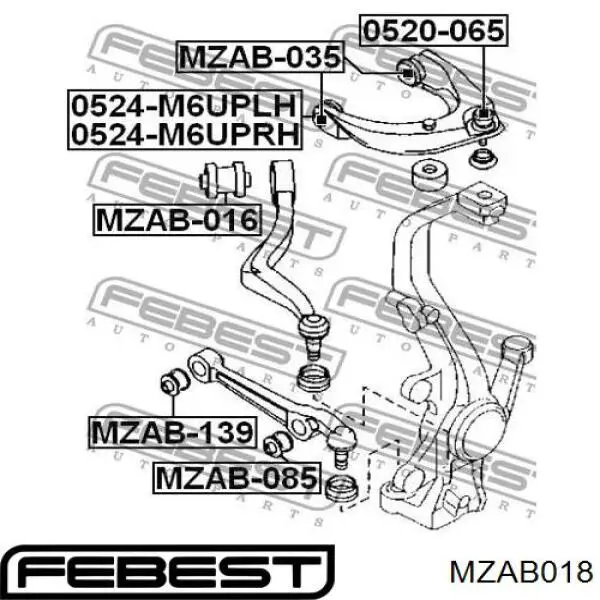 Сайлентблок переднього верхнього важеля MZAB018 Febest