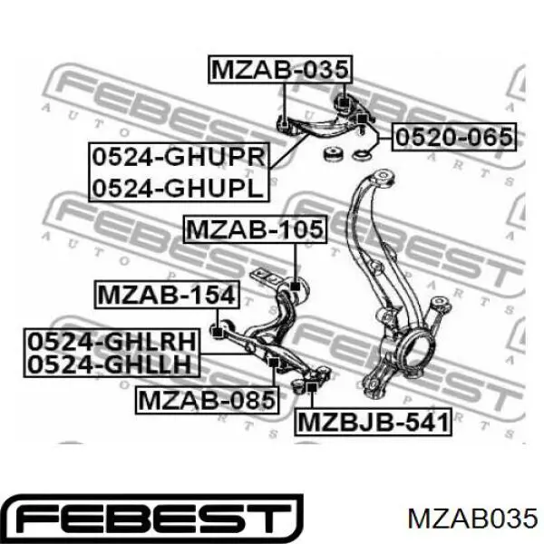 Сайлентблок переднього верхнього важеля FEBEST MZAB035