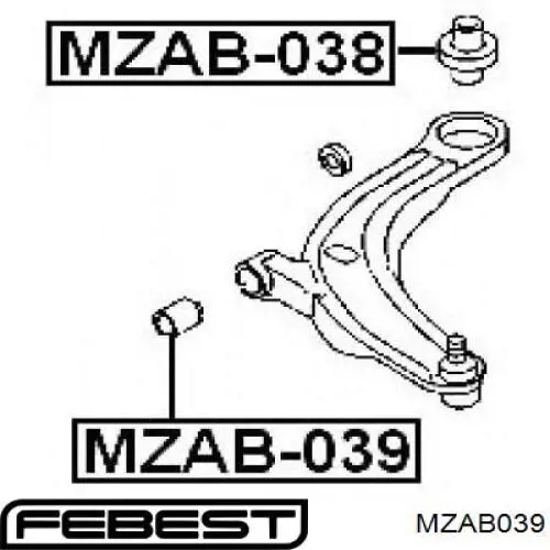 Сайлентблок нижнього важеля передньої підвіски Febest MZAB039 ціна, від 6.06 USD
