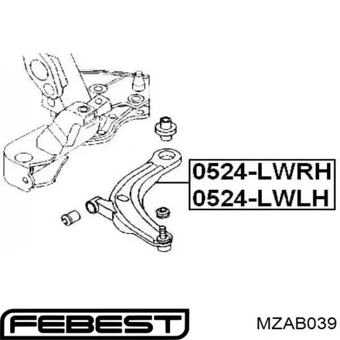 Сайлентблок переднього важеля MZAB039 Febest