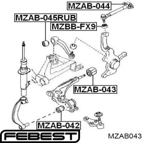 MZAB043 Febest сайлентблок переднього нижнього важеля