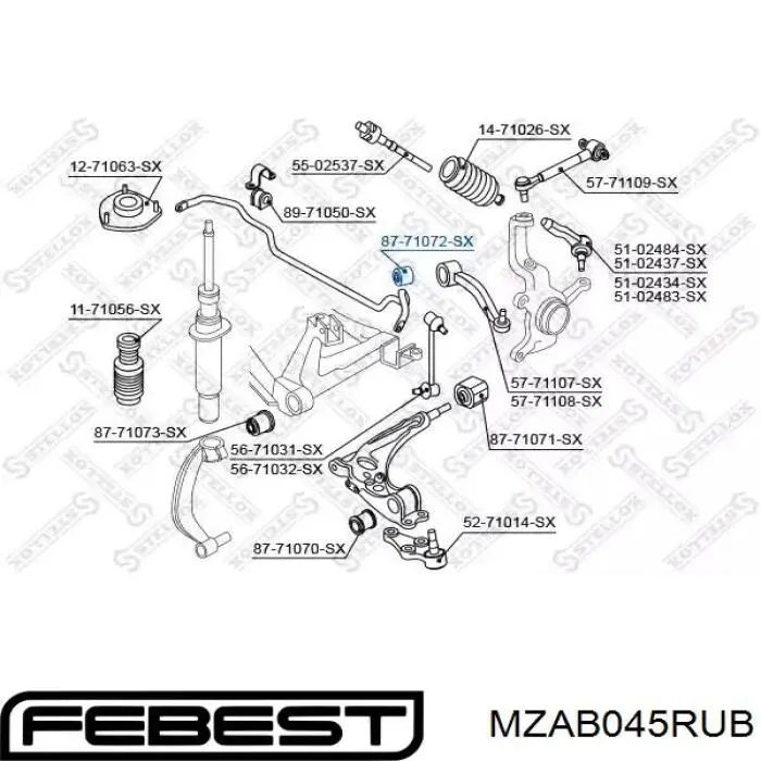 Купити MZAB045RUB Febest Сайлентблок переднього верхнього важеля