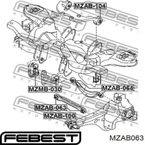 Сайлентблок заднього поперечного важеля MZAB063 Febest