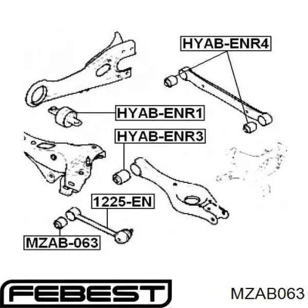 Сайлентблок заднього поперечного важеля Febest MZAB063