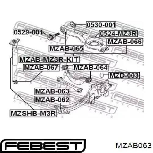 Сайлентблок заднього поперечного важеля Febest MZAB063 ціна, від 4.58 USD