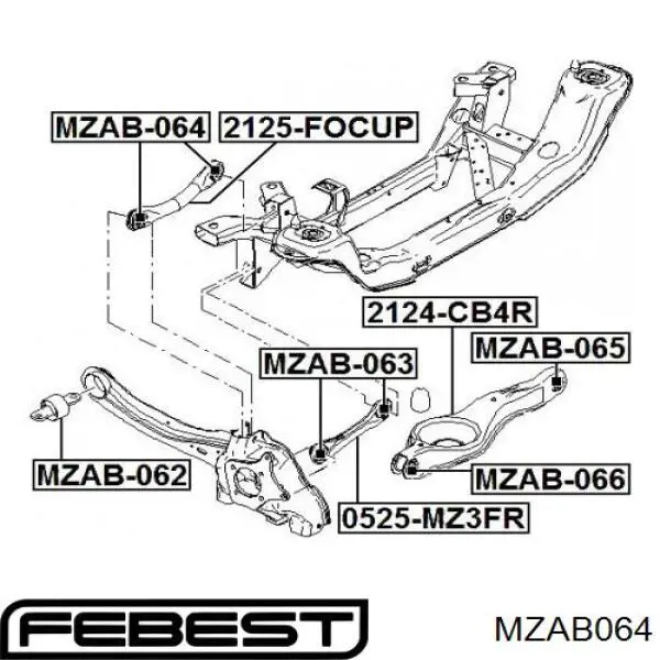 Сайлентблок заднього верхнього важеля Febest MZAB064