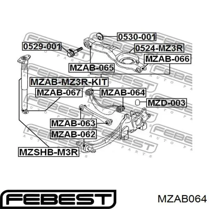 Купити MZAB064 Febest Сайлентблок заднього верхнього важеля