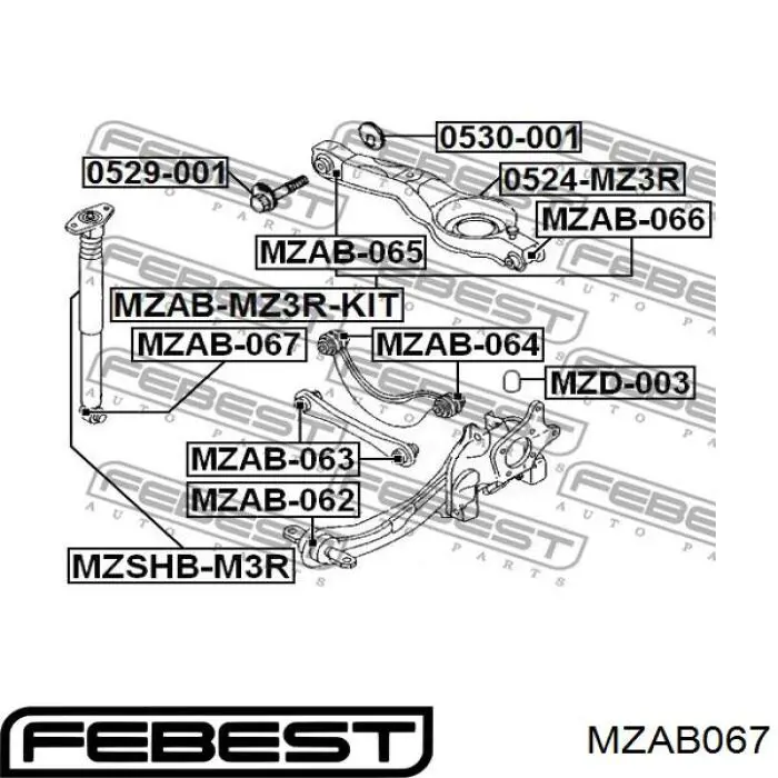 Сайлентблок амортизатора заднього на Mazda 3 (BK14)